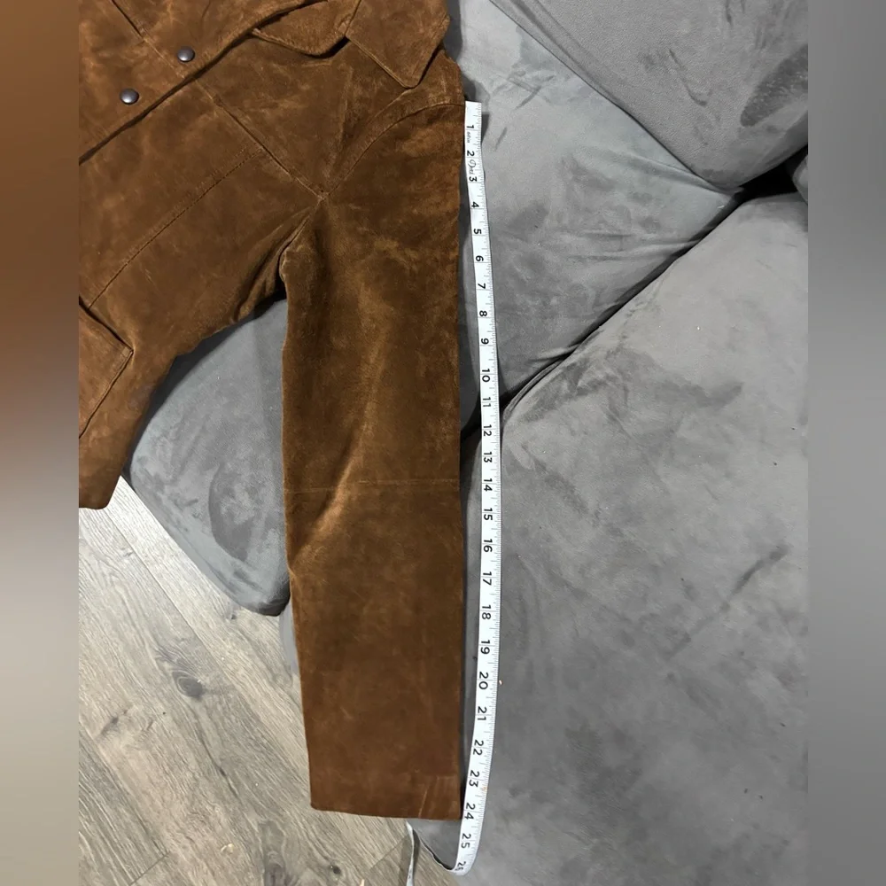 LAGUNA GIRL VINTAGE RETRO GENUINE SUEDE Brown Coat Lined Snap Closure Size M - Picture 11 of 12